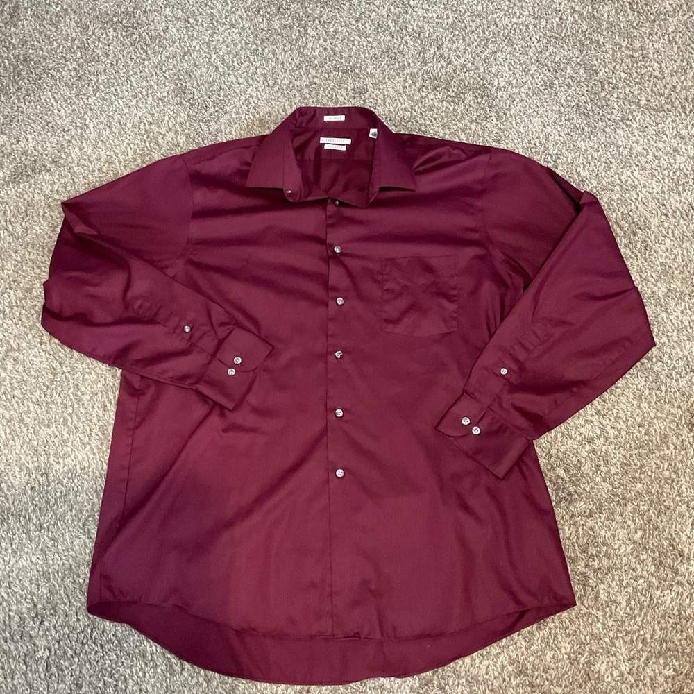 Van Heusen Lux Sateen Burgundy Dress Shirt
